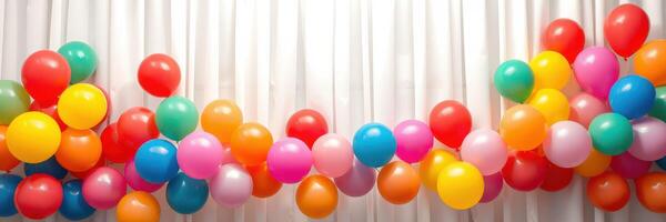 Colorful balloons create a festive atmosphere for a celebration or party decoration backdrop photo