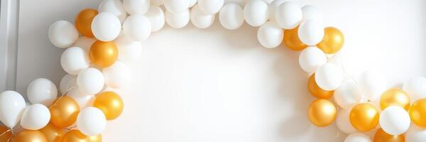 Colorful balloon arch decoration ideal for celebrations and events at a festive venue or home setting photo