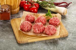 Raw beef meatball minced meat photo