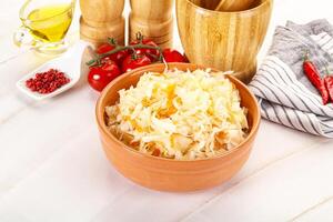 Homemade fermented cabbage Sauerkraut photo