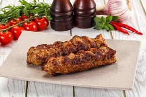 Chicken kebab minced meat and spices photo