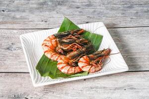 Cooked tiger prawn in the pate photo