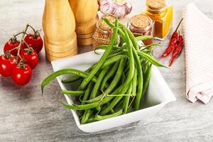Raw green bean string uncooked photo