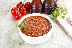 Spanish traditional gazpacho tomato soup photo