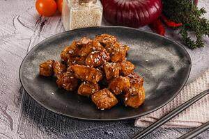 Chicken fillet with soya teriyaki sauce photo