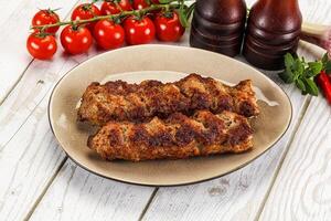 Chicken kebab minced meat and spices photo