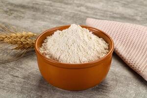 Wheat flour for cooking in the bowl photo
