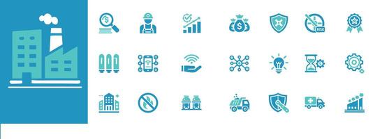 Factory Icon Set Editable icons for manufacturing, production, automation, and industrial design vector