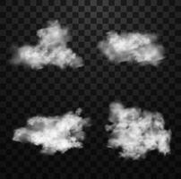 White realistic fluffy clouds on dark background vector