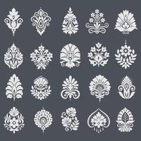 Set damask pattern and Ethnic Textile neckline design and motif for textile branding Fabric vector
