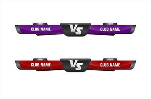 VS Versus fight battle screen competition or comparison futuristic colorful gradient tournament lower third for soccer football sports abstract background. Game Player Versus Boardcast display vector