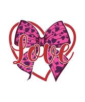 Valentine Day Love Typography Design with Bow and Heart vector