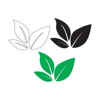 Flower Leaves Icons Outline, Silhouette, And Color Art On White Background vector