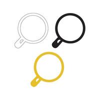 Search symbol magnifying glass outline, silhouette and Color vector