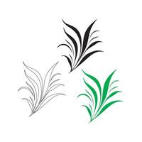 Grass Icon Outline, Silhouette, and color on white background vector