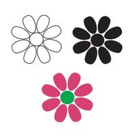 Flower Icon Outline Silhouette And Color On White Background vector