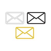 Check email or message icons on white background outline, silhouette and color vector