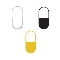 Capsule Medicine Icon Outline, Silhouette, And Color On White Background vector