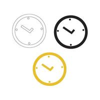 Clock Or Time Icon Outline, Silhouette, And Color On White Background vector