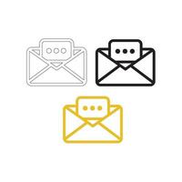 Email or message icons on white background illustration outline, silhouette and color vector