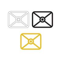 Email icon on white background outline, silhouette and color ideas template vector