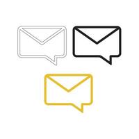 Email or message icons idea outline, silhouette and color on white background outline, silhouette and color vector