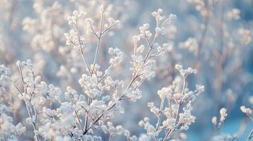 A close up of a tree covered in snow photo