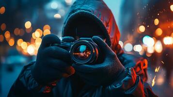 A man is taking a picture of himself with a camera photo