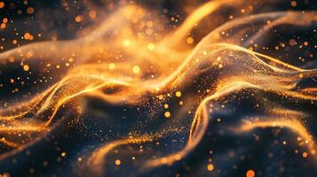 A blurry image of a gold and black wave with a lot of sparkles photo