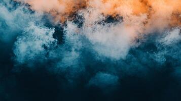 A blue and orange cloud with white clouds in the background photo
