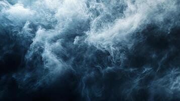 The sky is filled with smoke and clouds, creating a moody and ominous atmosphere photo