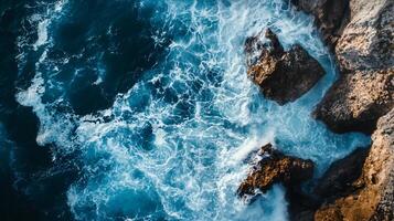 The ocean is calm and the waves are small photo