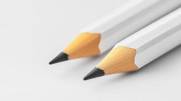 Two pencils with a black tip and a yellow tip photo