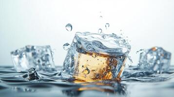 A splash of water with ice cubes in it photo