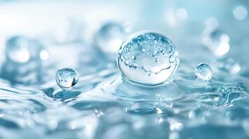 A drop of water is surrounded by other drops of water photo