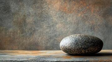 A large rock sits on a table photo