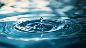 A drop of water falls into a body of water, creating a ripple effect photo