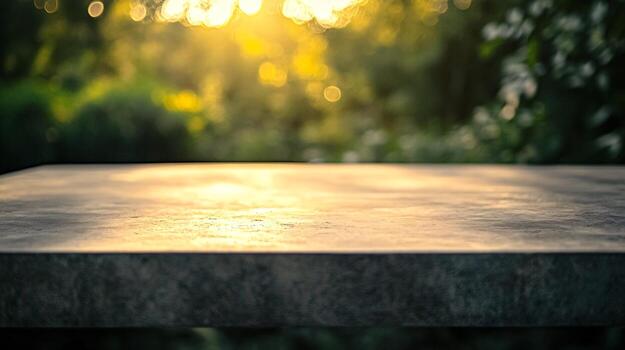 un mesa con un ver de arboles y un Dom en el antecedentes foto