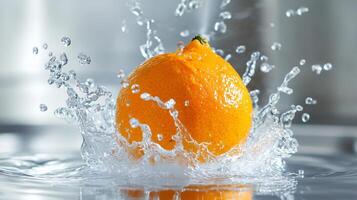 A splash of water surrounds a single orange photo
