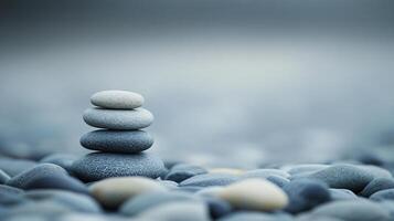 A stack of rocks on a beach photo