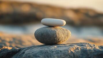 A white rock is on top of another white rock photo