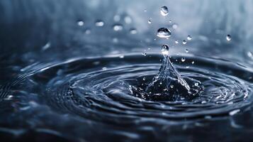A drop of water falls into a body of water, creating a ripple effect photo