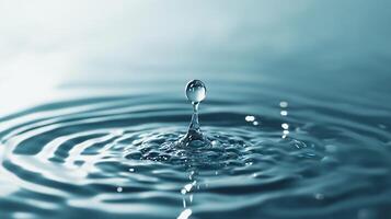 A drop of water falls into a large body of water photo