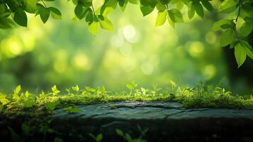 A lush green field with a tree in the foreground photo