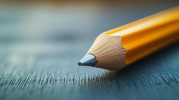 A pencil with a sharpened tip is on a table photo