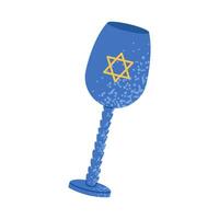Hanukkah glass of wine. Flat illustration isolated on white background. vector