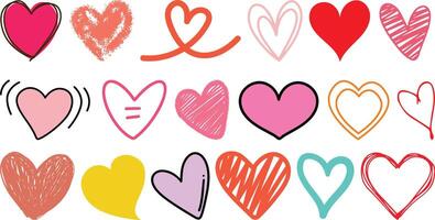 Heart doodles and Hand drawn hearts set collection vector
