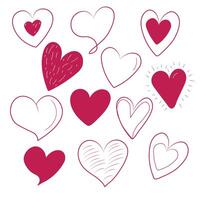 Set of hand drawn hearts, editable strokes vector