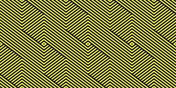 sin costura geométrico modelo. a rayas negro y amarillo resumen creativo antecedentes. lineal repetible textura. interminable raro impresión vector