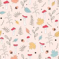 mushrooms seamless pattern vector